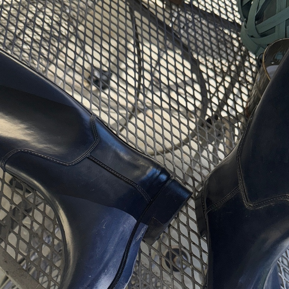 Ted Baker blue Rain Boots with rose gold accent bow size 9 - Picture 5 of 9
